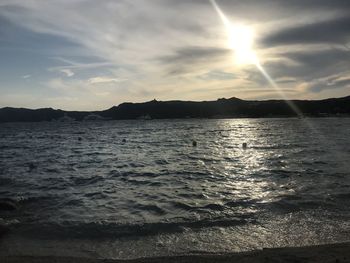 Scenic view of sea against sky during sunset