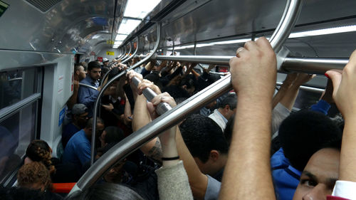 People traveling in train