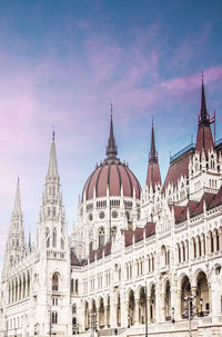 Low angle view of hungarian parliament against sky