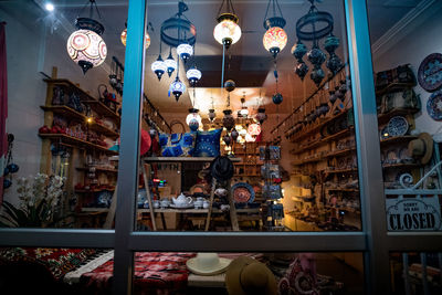 Illuminated lanterns in store for sale