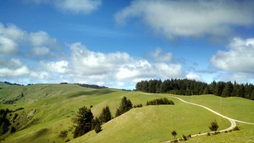 Scenic view of landscape against cloudy sky