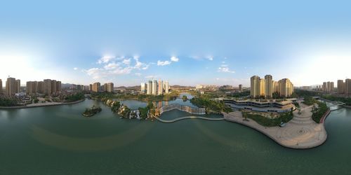 Panoramic view of buildings against sky