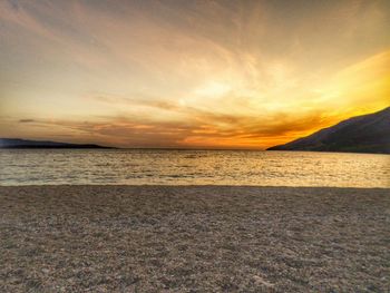 Scenic view of sea during sunset