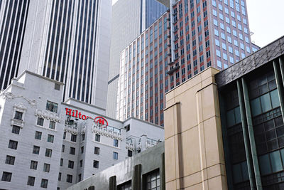 Low angle view of modern buildings in city