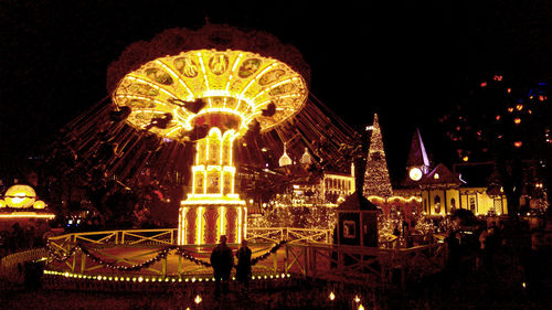 People at amusement park