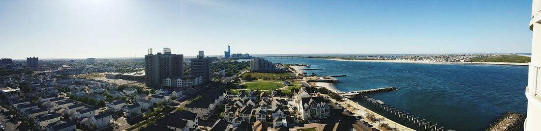 View of cityscape against clear sky