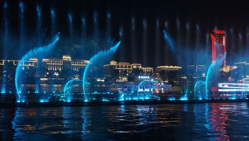 Illuminated buildings at night