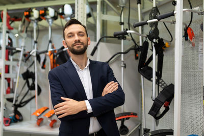 Portrait of businessman in store