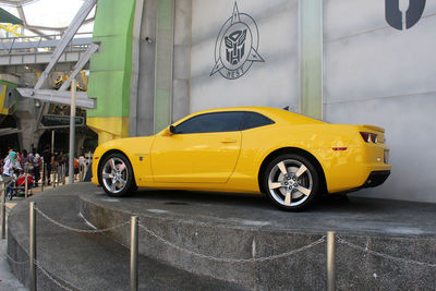 Yellow car on street