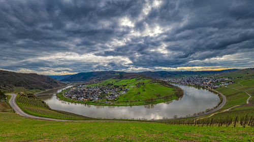 High angle view of landscape against sky