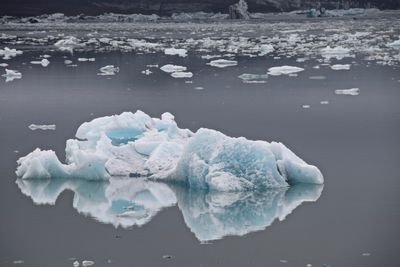 Close-up of frozen lake during winter