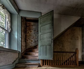 Closed door of old building