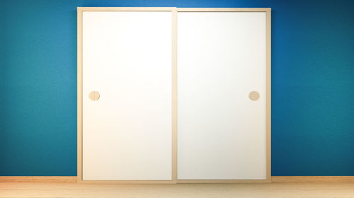 Closed blue door