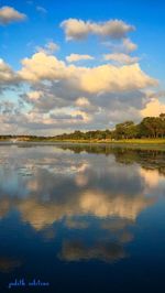 Scenic view of lake against sky