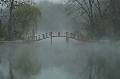 View of bridge during rainy season