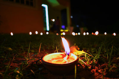 Close-up of burning candle