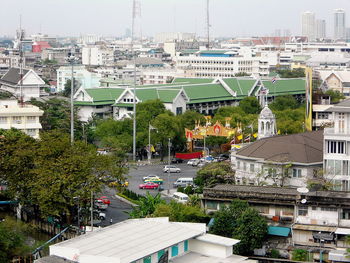 High angle view of buildings in city