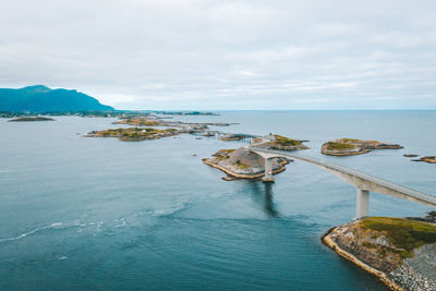 Aerial view of lake against clear blue sky