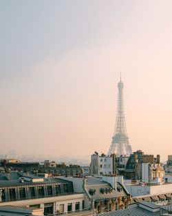 View of cityscape against clear sky