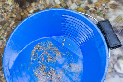 High angle view of drinking water on glass