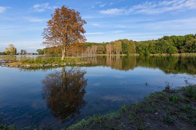 Scenic view of lake against sky