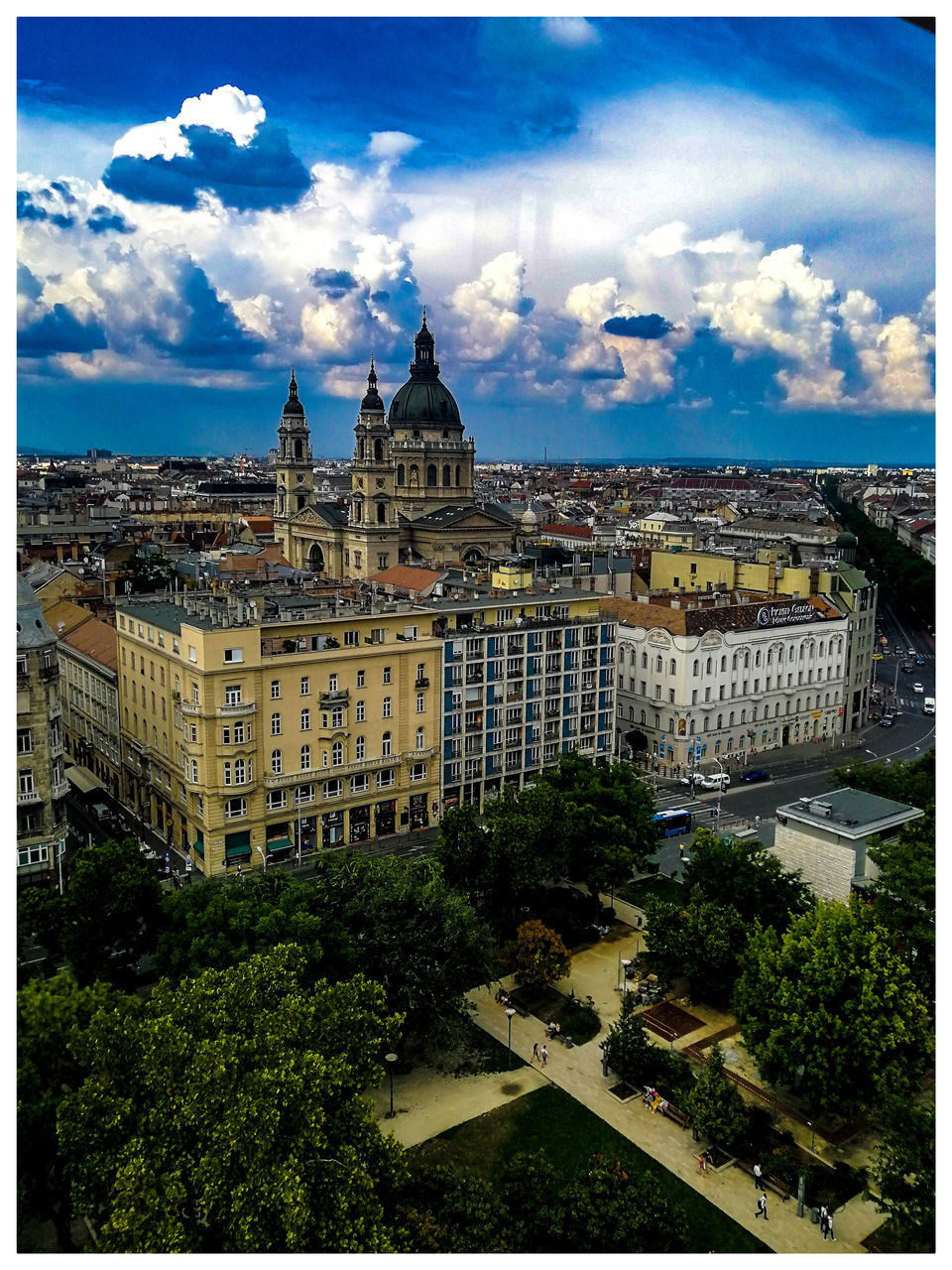 built structure, building exterior, architecture, cloud - sky, transfer print, sky, auto post production filter, building, tree, city, plant, nature, no people, day, high angle view, the past, travel destinations, history, outdoors, cityscape