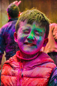 Close-up of boy with powder paint