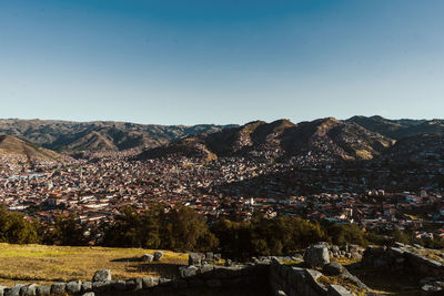 High angle view of townscape against sky