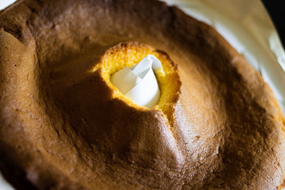 High angle view of bread in plate