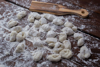 High angle view of cookies on table