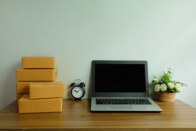 Directly above shot of laptop on table