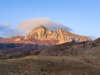 Scenic view of rocky mountains against sky