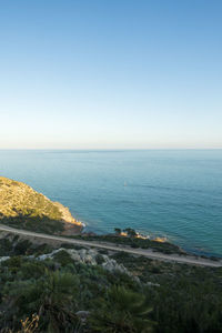 Scenic view of sea against clear sky