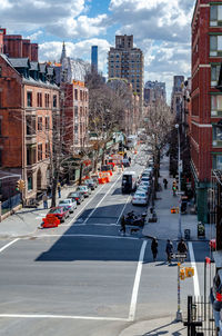 High angle view of city street