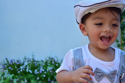 Portrait of cute boy smiling