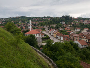 Islamic religious building, mosque u doboj settlement carsija during overcast summer day