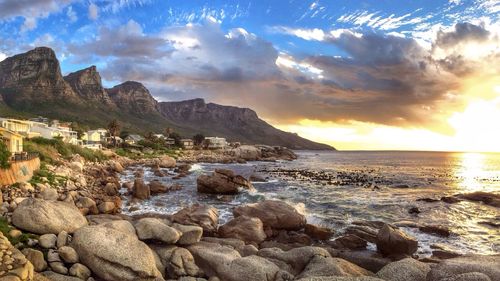 Scenic view of sea at sunset