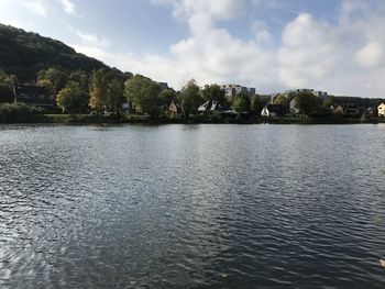 Scenic view of lake against sky