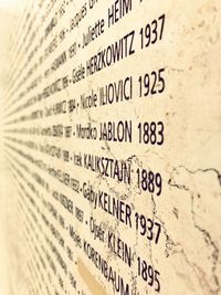 Close-up of text on wall