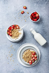 High angle view of breakfast served in bowl