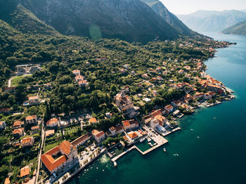 High angle view of boats in sea