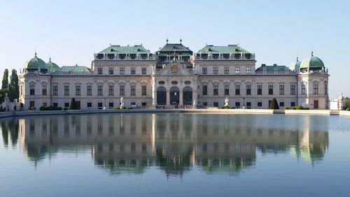 Reflection of historic building in water