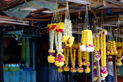 Potted plants hanging at market stall