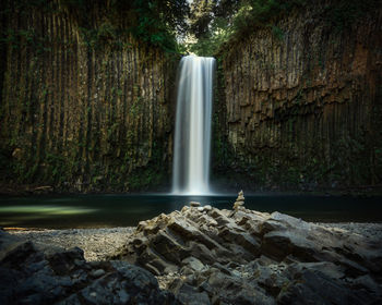 Scenic view of waterfall in forest