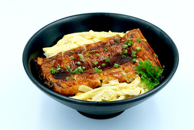 High angle view of food in plate