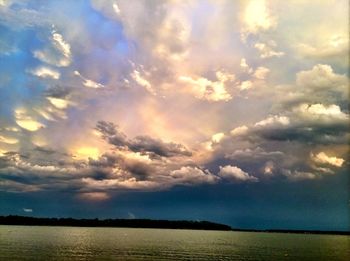 Scenic view of sea against cloudy sky