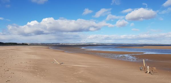 Scenic view of beach against sky