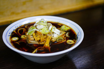 Close-up of pasta in bowl on table