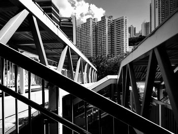 Elevated walkway in city