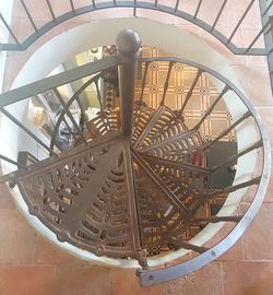 Close-up view of spiral staircase